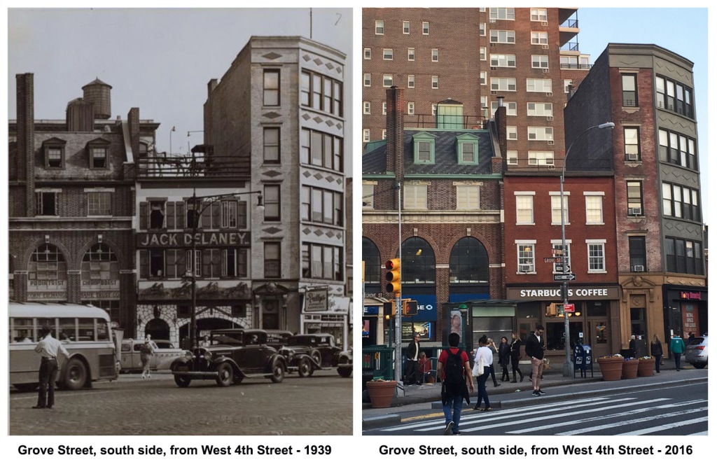 New Yory City historical photos. History then and now. Before and after photos. Grove Street